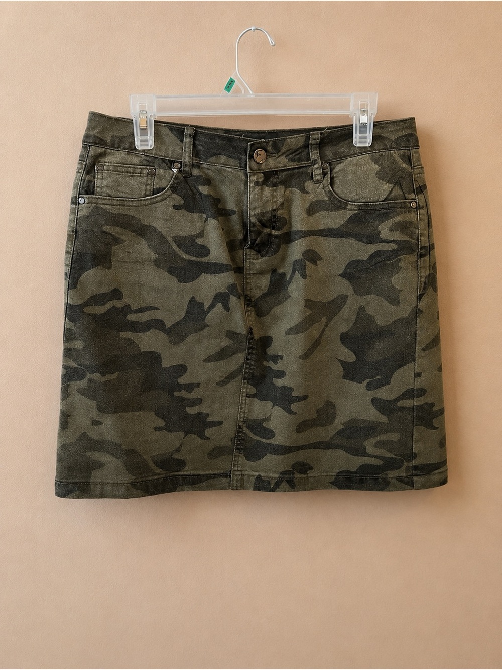 Earl Jeans Olive and Dark Green Camo Mini Skirt